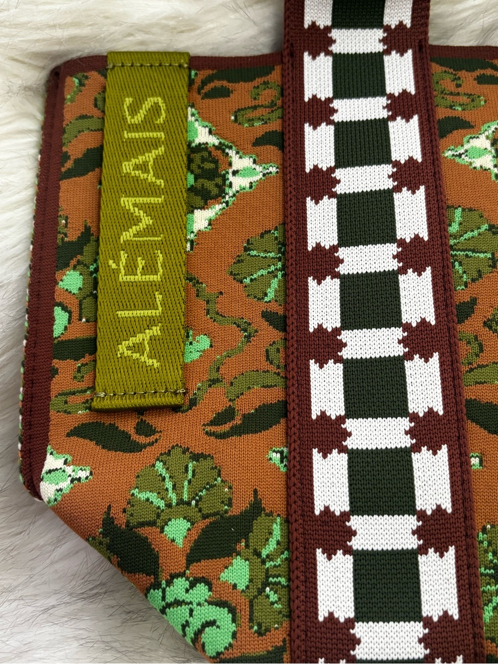 NWT Anthropologie Alemais Cece Jacquard Green & Brown Floral Mini Tote Bag - Picture 13 of 16